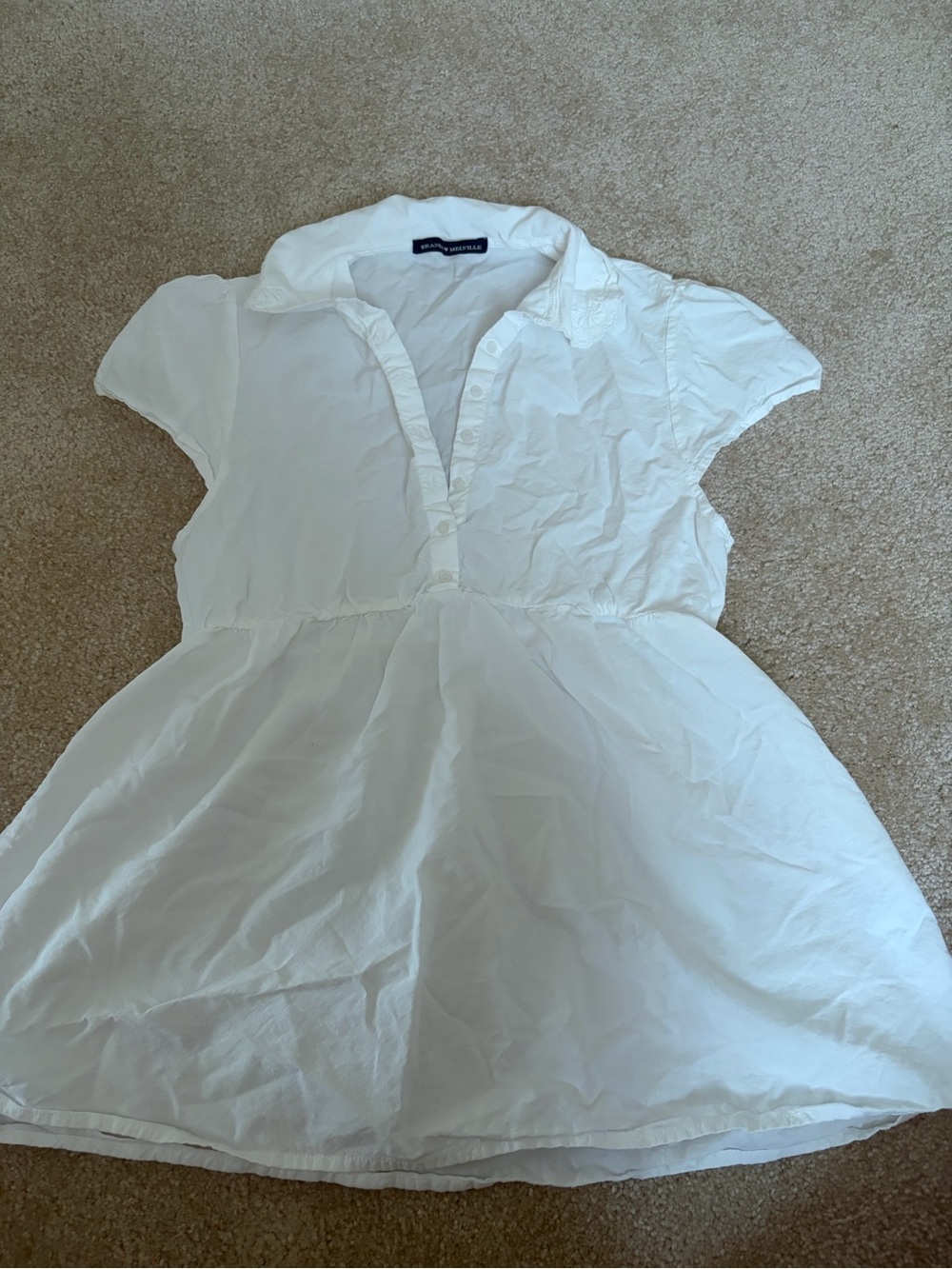 Brandy Melville White Short Sleeve Polo Tunic